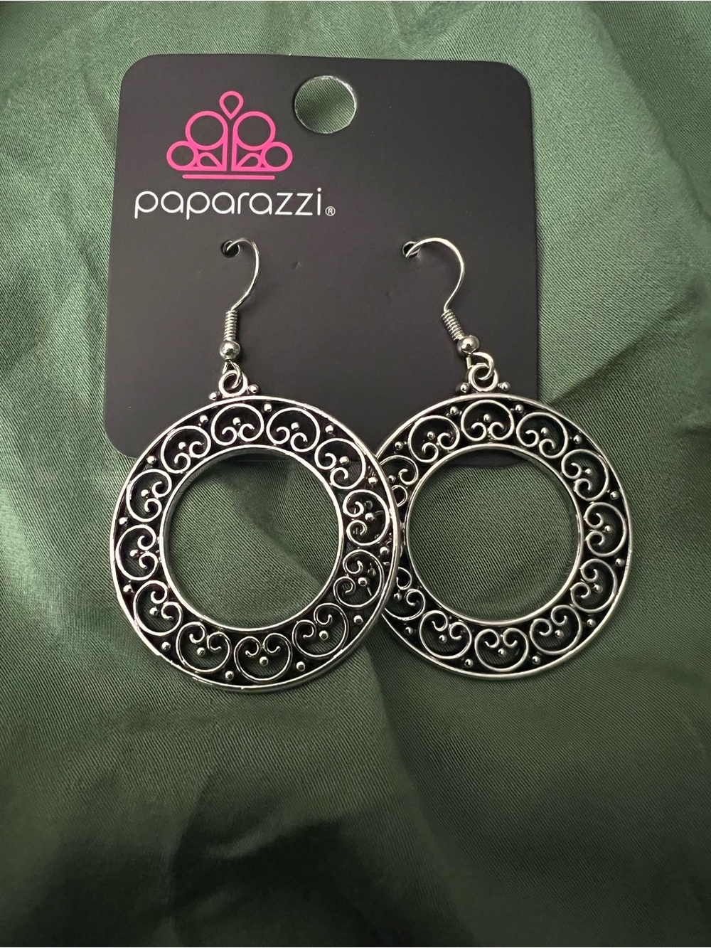 paparazzi Silver Filigree Open Circle Drop Earrings